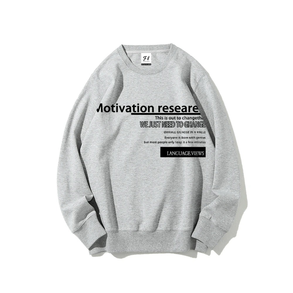 Motivation Text Graphic Sweatshirt Inspirational Quote Design Stylish Casual Loose Long Sleeved Relaxing Streetwear Cloth Tops