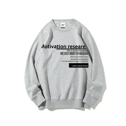 Motivation Text Graphic Sweatshirt Inspirational Quote Design Stylish Casual Loose Long Sleeved Relaxing Streetwear Cloth Tops