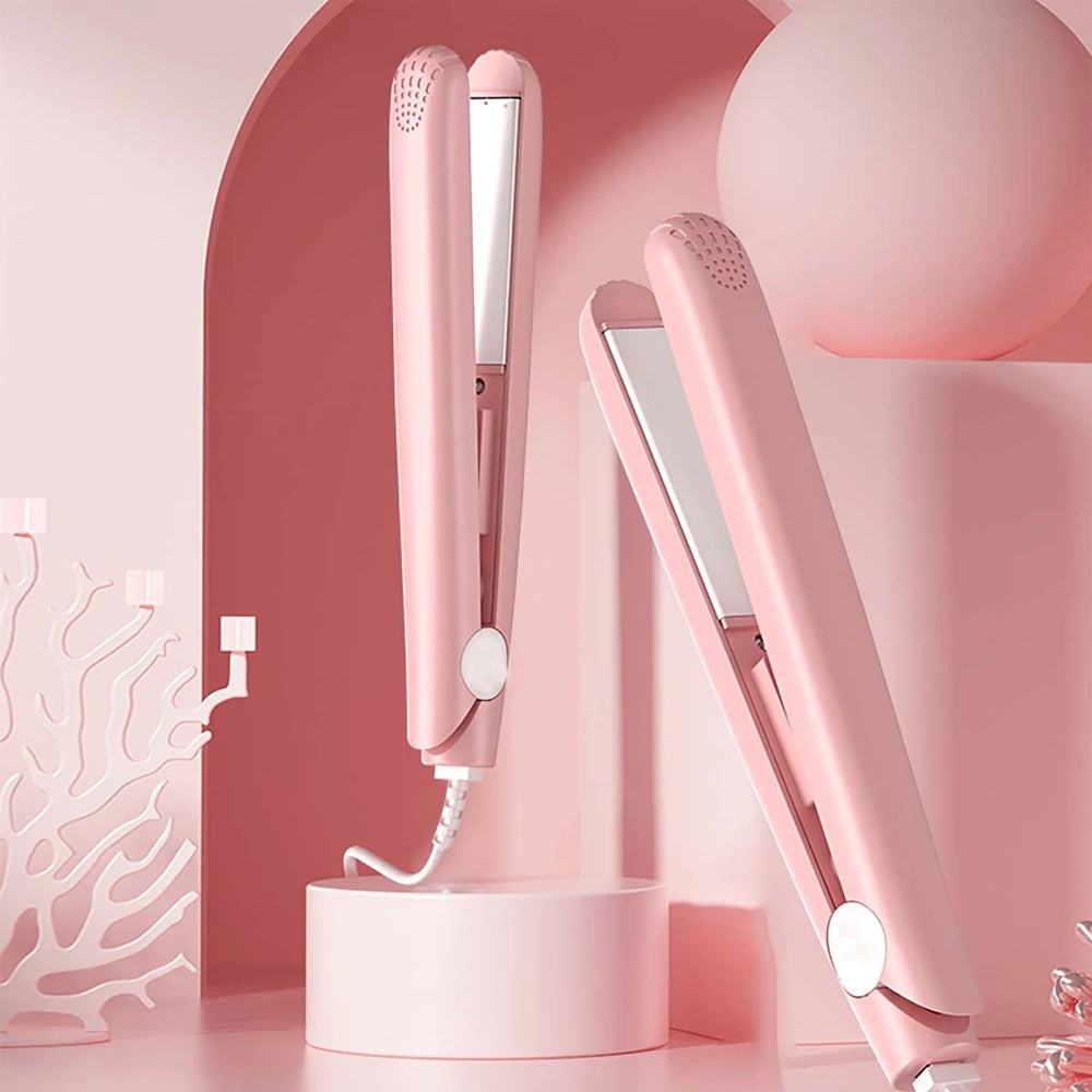 Pink Ceramic Flat Iron Hair Straightener For Smooth Finish Ceramic Floating Plates Quick Heat Up Pro Salon Curler Hair Wand Halalzen