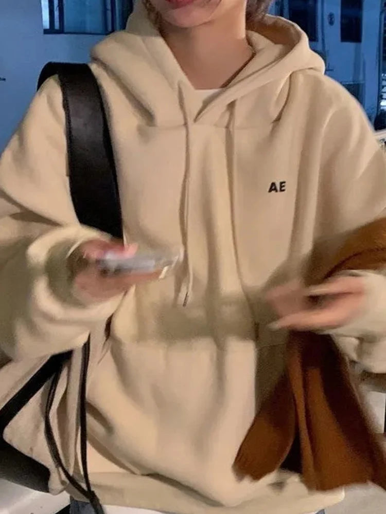 Letter Printing Long Sleeve Hoodieds Y2K Grunge Autumn Winter Men Women Casual Joker Pullovers Harajuku Korean Loose Sweatshirt