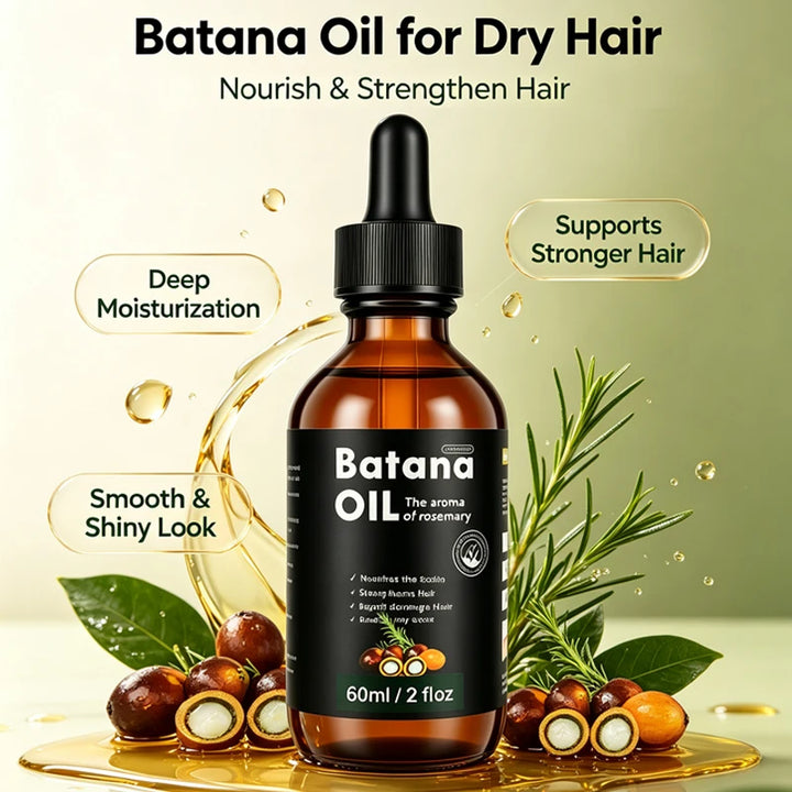 Amococo Batana Oil with Rosemary Hair Scalp Nourishing Oil Natural Hair Strengthening Serum for Dry Ends Frizz Control 60ml X 2 + 30ml X 1