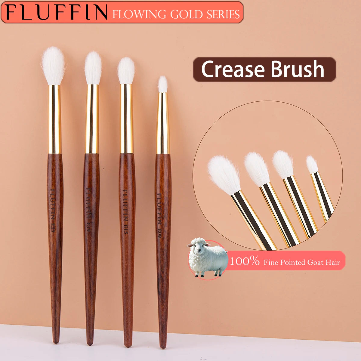 Eyeshadow Crease Brush Goat Hair Flame Nose Shadow Eye Shadow Blending Crease Makeup Brush Copper Rosewood High End Makeup Tool