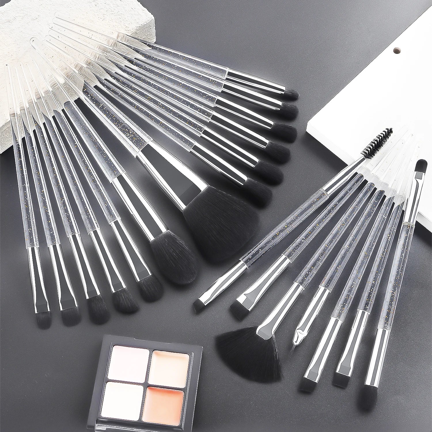37PCS Makeup Tools Set, 20 Brushes + Sponges Puffs, Eyelash Curler, Cleaning Tool for Full Face