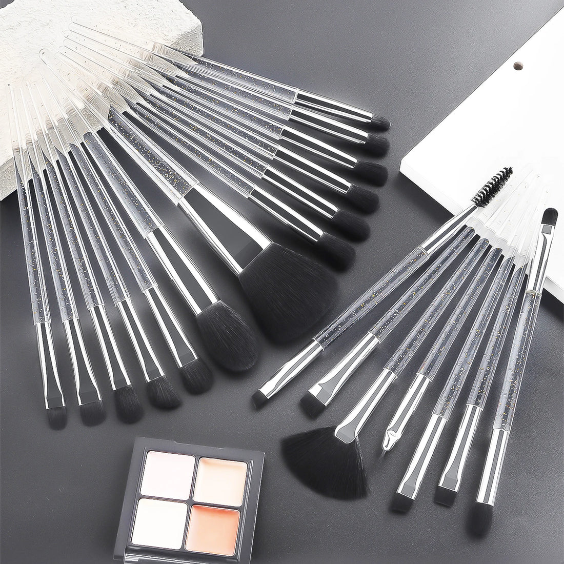 37PCS Makeup Tools Set, 20 Brushes + Sponges Puffs, Eyelash Curler, Cleaning Tool for Full Face