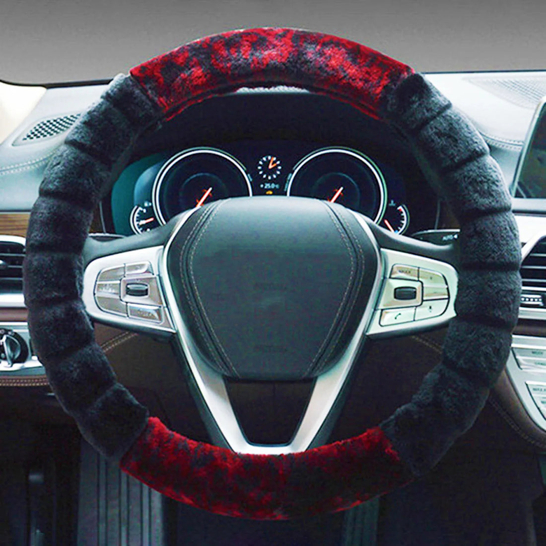 Winter Plush Steering Wheel Cover Easy to Install and Anti-slip Fluffy Wheel Protector Suitable for Car Truck Van SUV MIAO-US