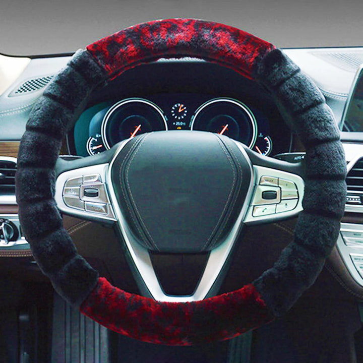 Winter Plush Steering Wheel Cover Easy to Install and Anti-slip Fluffy Wheel Protector Suitable for Car Truck Van SUV MIAO-US