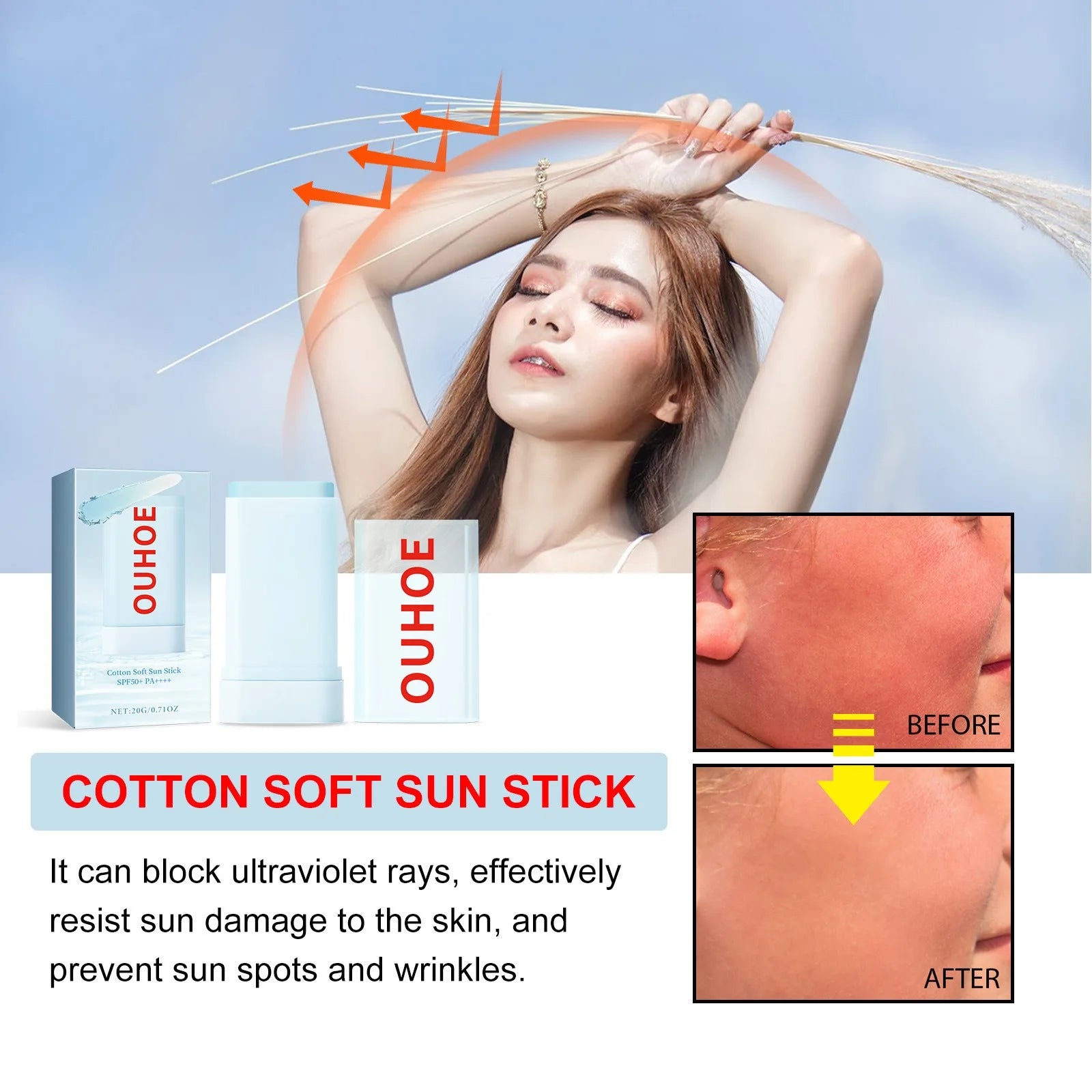 Sunscreen Stick Matte Sun Stick Refreshing Anti-UV Refreshing Oil Control Waterproof Sunscreen Moisturizing UV Protector Halalzen