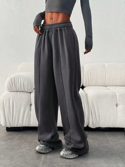 Women's Slant Pocket Wide Leg Sweatpants Elastic Waist Low Waist Loose Harajuku Sports Style Spring/Autumn Daily Street Trend