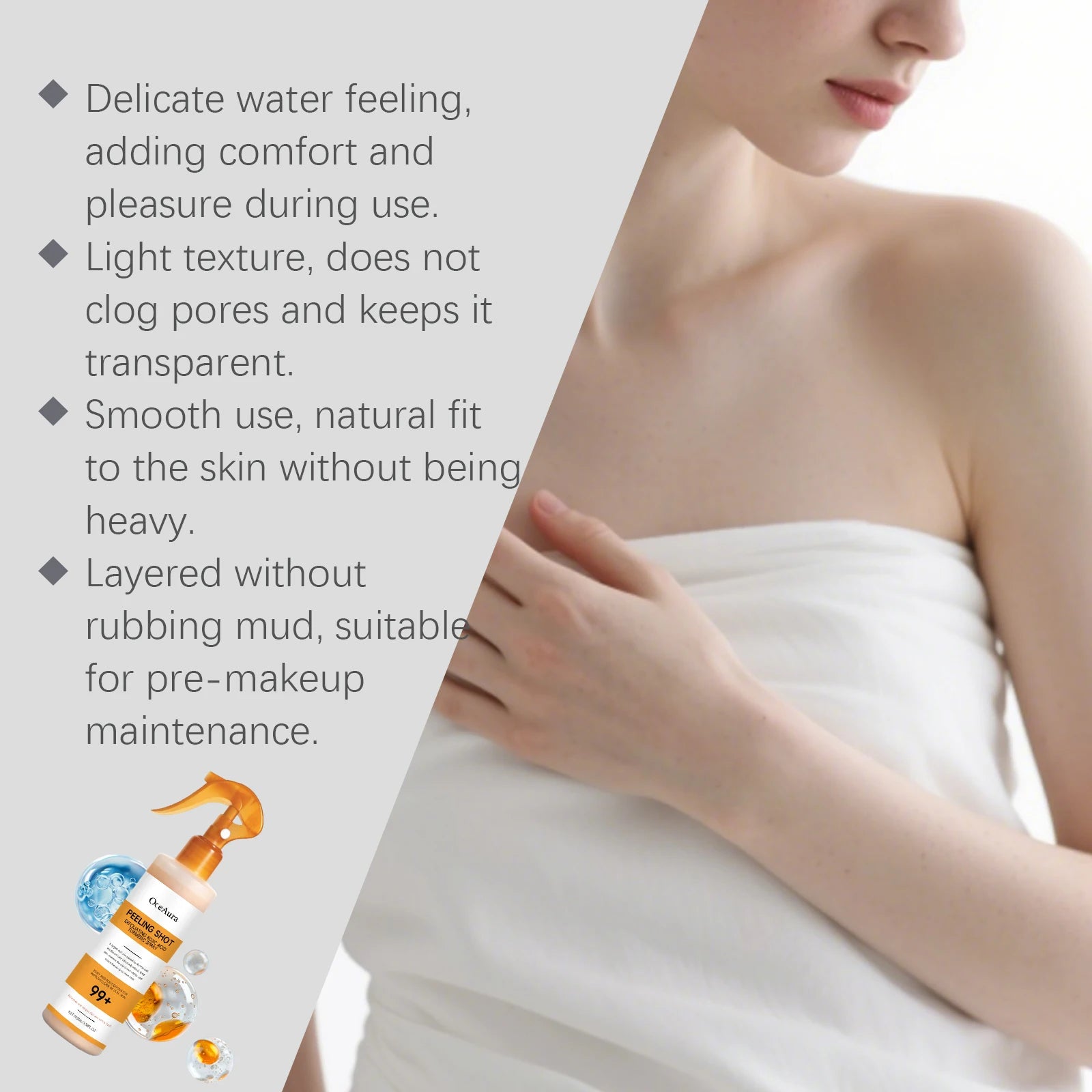 Exfoliating Kojic Acid Turmeric Spray Gently Peeling Solution Hydrating Skin Brightening Mist for Smooth Skin Back & Foot Care
