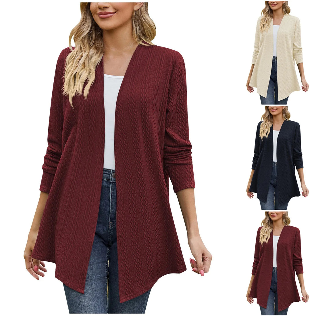 Women'S Fashion Solid Color Long Sleeve Loose Cardigan Jacket Elegant Womens Jackets Chamarra De Piel Mujer ﻿가을자켓 Chaqueta Mujer