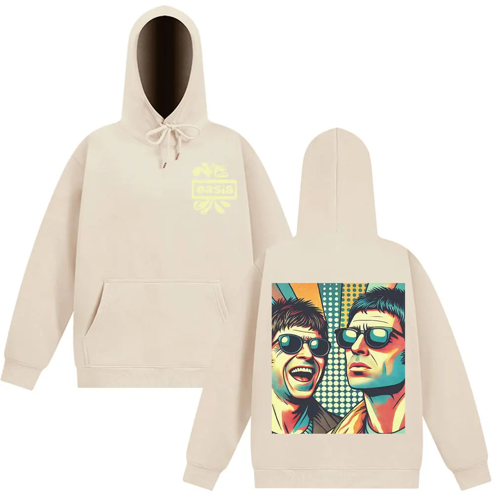 O-Oasis Rock Band Double-sided Fashion Hoodies 90s Music Graphic Rock Fan Gift Sweatshirts Long-sleeved Hip-hop Loose Pullover