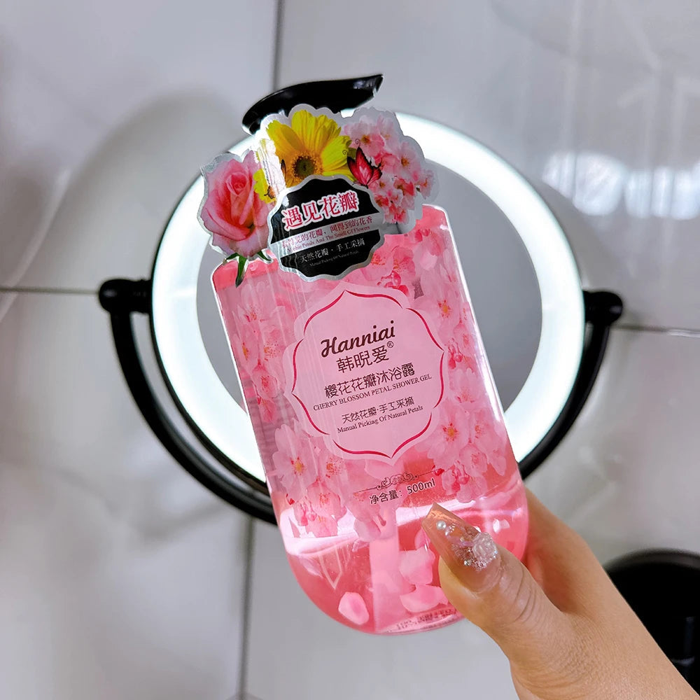 500ml Sakura Jasmine Petal Essential Oil Shower Gel Deep Cleansing Long lasting Fragrance Moisturizing Aromatic Body Care Bath Halalzen