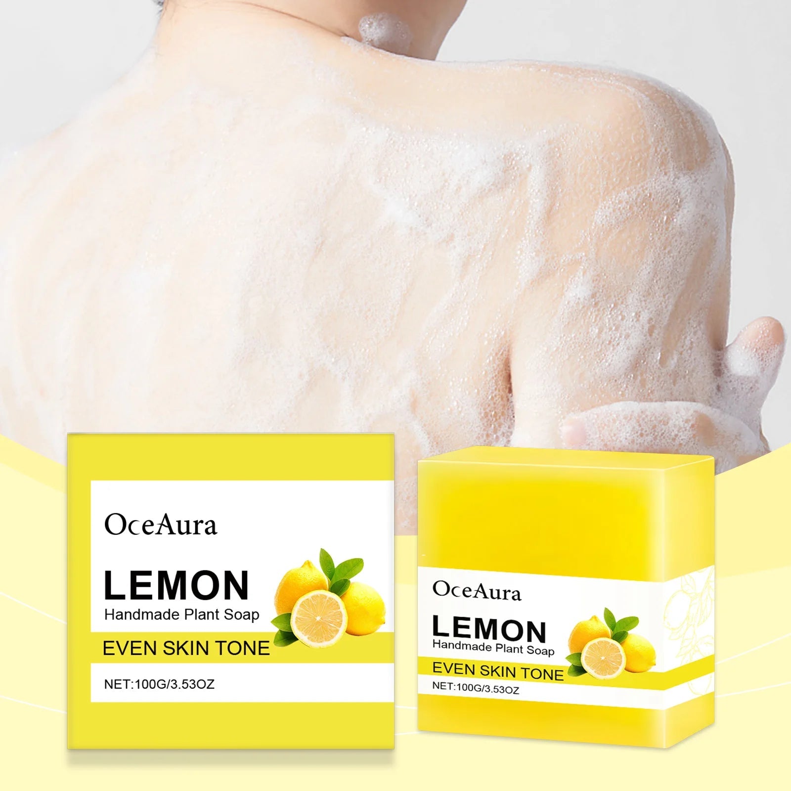 OCEAURA Luxury Lemon Handmade Essential Oil Soap Bar - Gentle Skin Cleansing Moisturizing & Brightening 3.35 OZ Halalzen