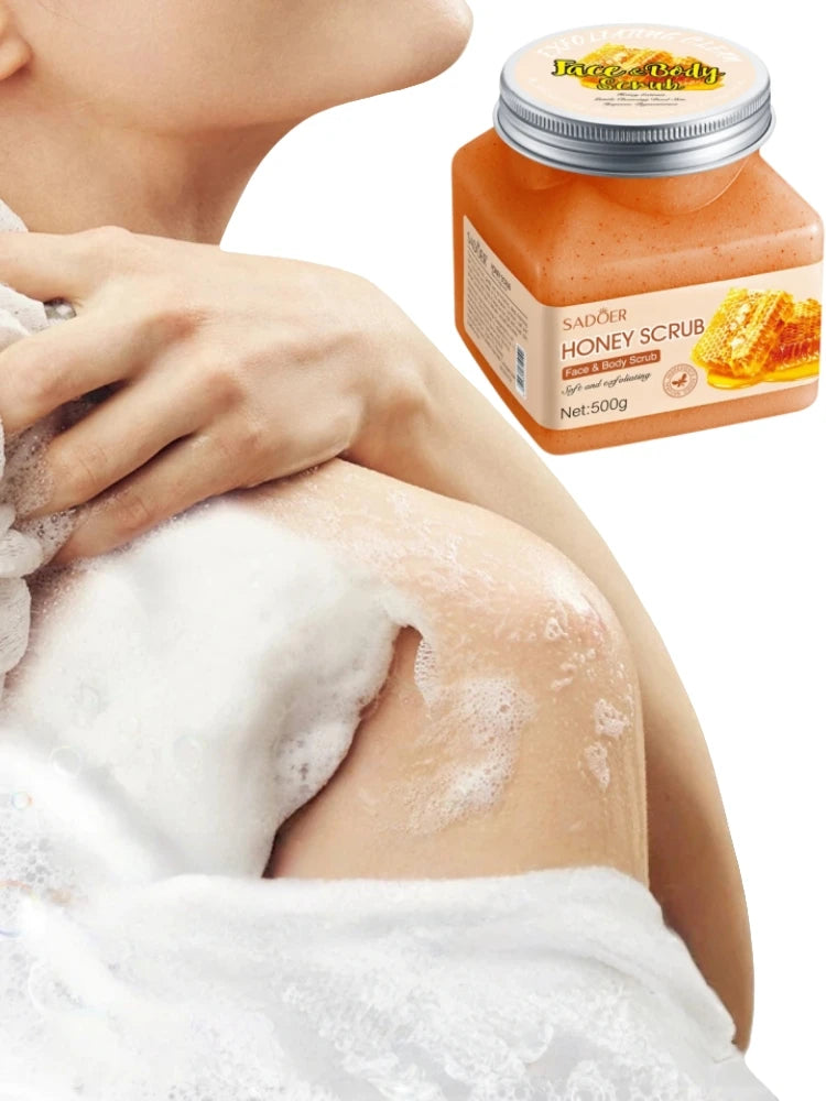 500g Honey Exfoliating and Cleansing Scrub, Rich in Honey Extract, with a Charming Aroma, Long-Lasting Fragrance, and an Ice Cream-Like Texture