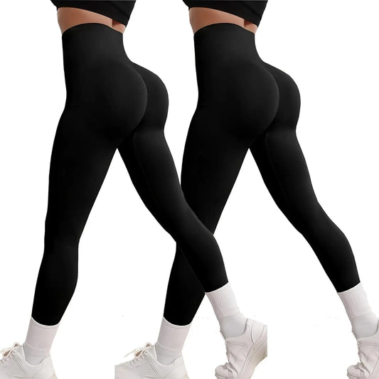 2 Pack High Waisted Leggings for Women-Soft Athletic Tummy Control Pants for Running Yoga Workout