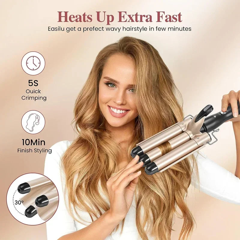 Professional Hair Curling Iron Ceramic Triple Barrel Hair Curler Irons Hair Wave Waver Styling Tools Hair Styling Appliances Halalzen