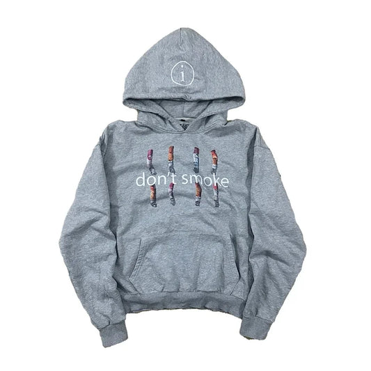 2025 new retro letter printing Y2K street grey sweatshirt hoodie men and women fashion classic hip hop loose personality top