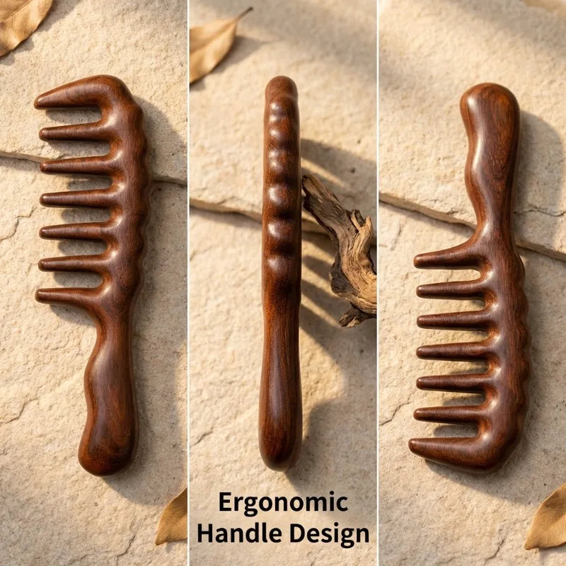 Wood Wide Tooth Massage Comb Anti Static Sandalwood Scalp Massage Comb Portable Hair Styling Wooden Comb for Scalp Care