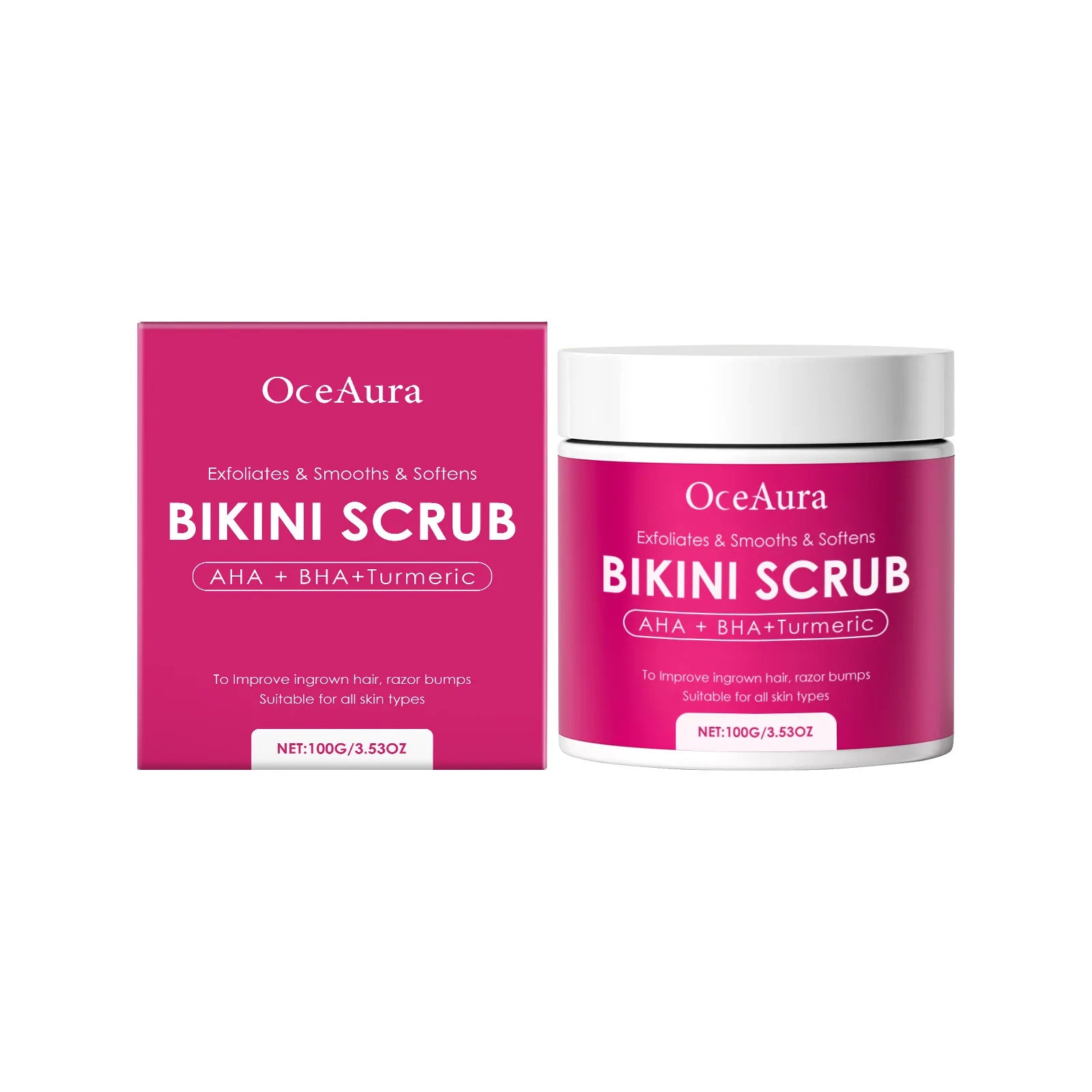 Bikini Area Exfoliator with 10% AHA+BHA & Turmeric For Bikini Underarm Area,Skin Moisturizing, Smoothing Exfoliating Body Scrub