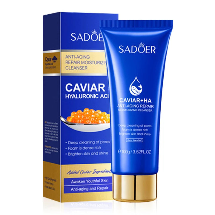 SADOER Caviar Facial Cleanser Face Wash Foam Face Cleanser Deep Cleansing Whitening Anti Wrinkle Moisturizing Skin Care Halalzen