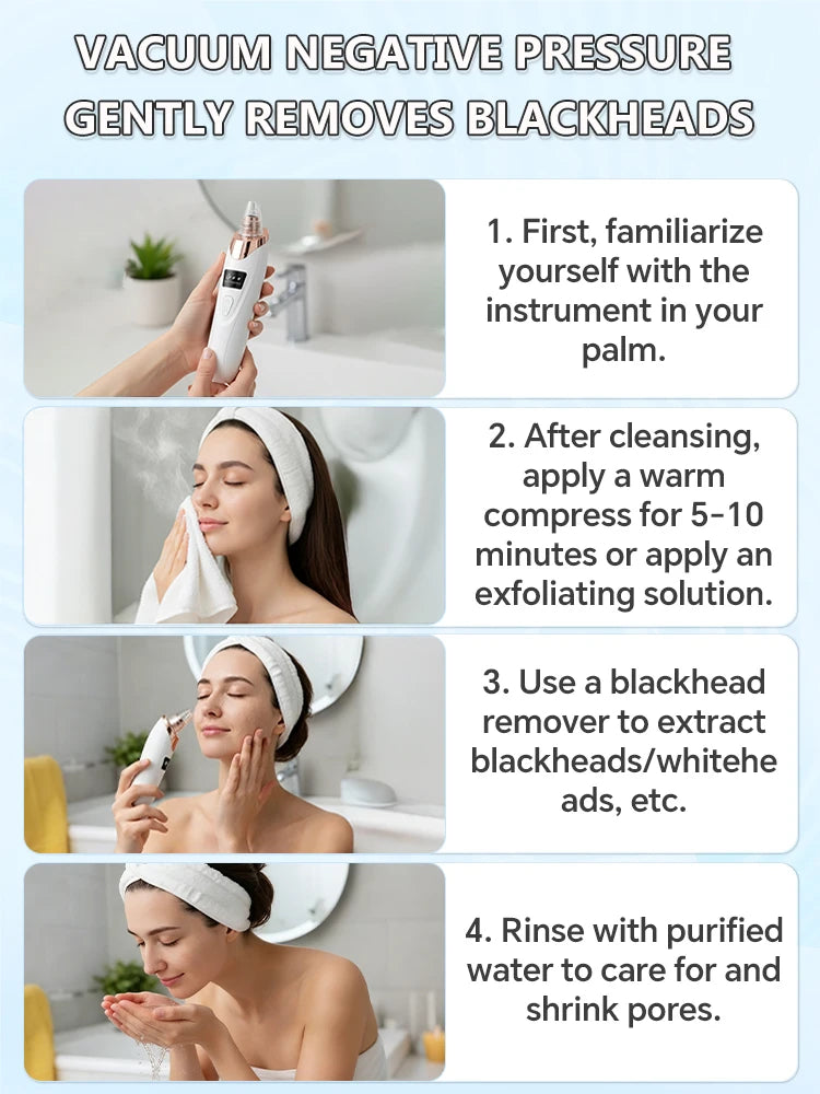 Electric Blackhead Remover Vacuum Pore Cleaner Deep Facial Cleaning Device Nose Suction Tool Skin Care Beauty Machine