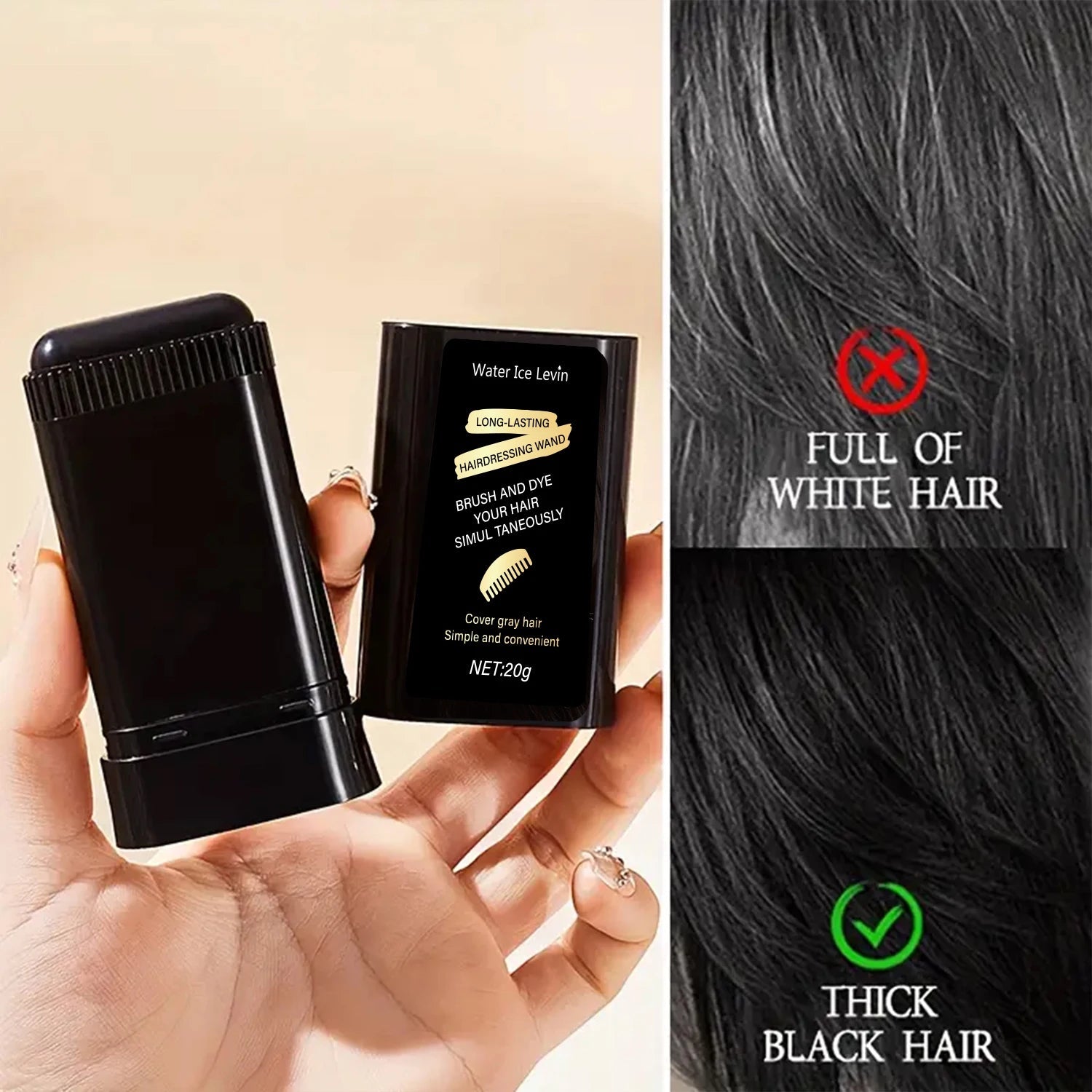 Black Hair Color Cream Is Easy to Clean, Long-Lasting and Fast, Suitable for Temporary Hair Dyeing, Disposable Washable Hair Dyeing Stick, Easy to Apply and Rinse Halalzen