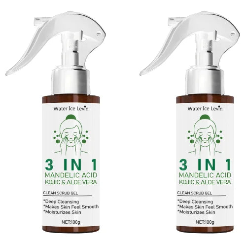 Water Ice Levin 3-in-1 Clean Scrub Gel with Mandelic Acid, Kojic,Aloe Vera, Replenishes Moisture, Deep Cleanses for Smooth Skin Halalzen
