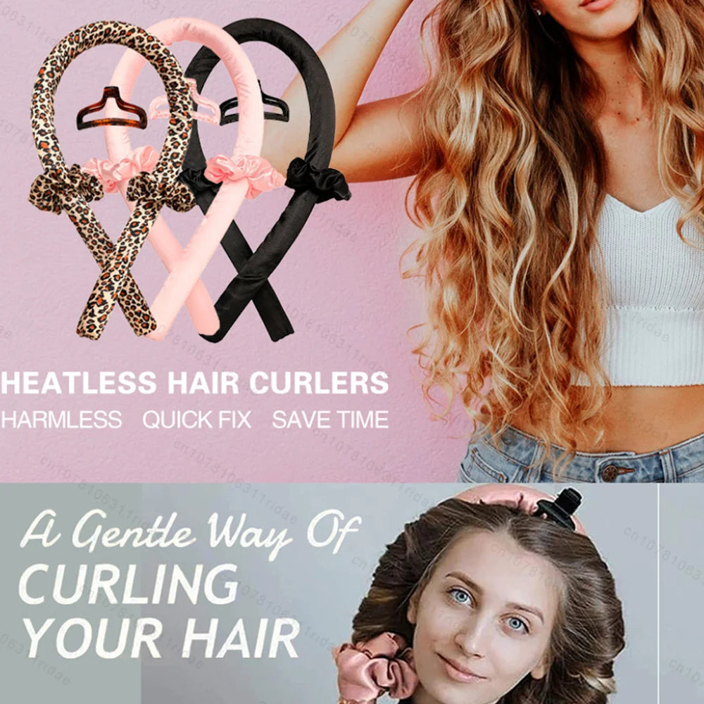 Heatless Curling Rod Night Cap No Heat Ribbon Lazy Hair Curlers Headband Hair Rollers Sleeping Soft Headband Hair Styling Tools Halalzen