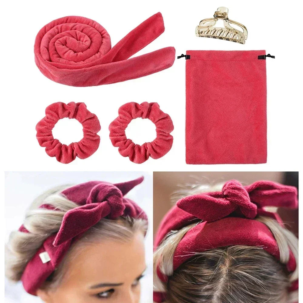 Heatless Curling Rod Headband No Heat Hair Curlers Ribbon Lazy Hair Rollers Silk Curls Sleeping Soft Headband Hair Styling Tools Halalzen