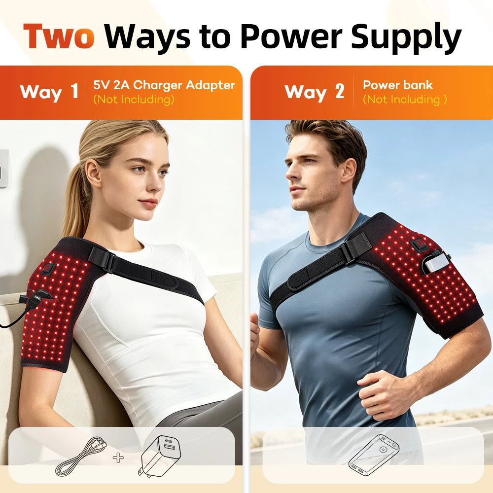 USB Electric Heated Shoulder Wrap 105 LED 660nm Red Light Shoulder Pad,3-Level Hot Compress Shoulder Brace,Joint Support Protect