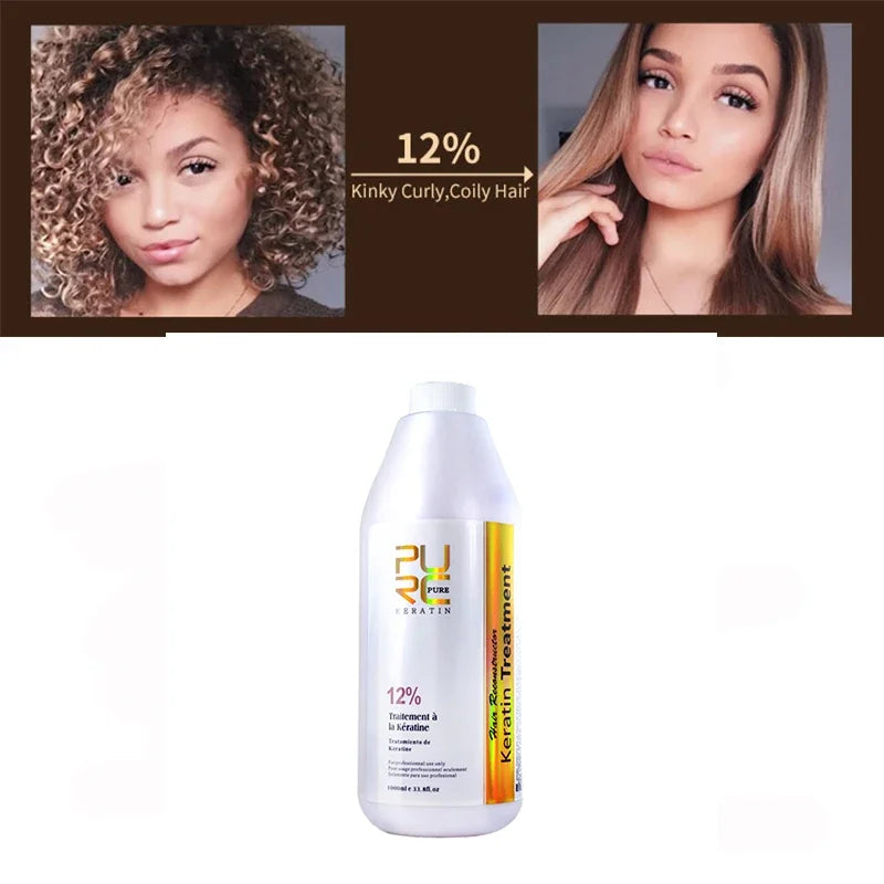 PURC Brazilian Keratin Hair Treatment Straightening Smoothing For Deep Curly Hair Treatment Professional Hair Care Products PURE Halalzen