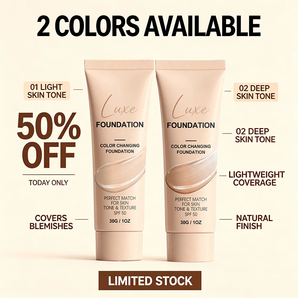 Sunscreen Foundation Lightweight Natural Matte Buildable Coverage UV Protection Liquid Foundation 2 Shades