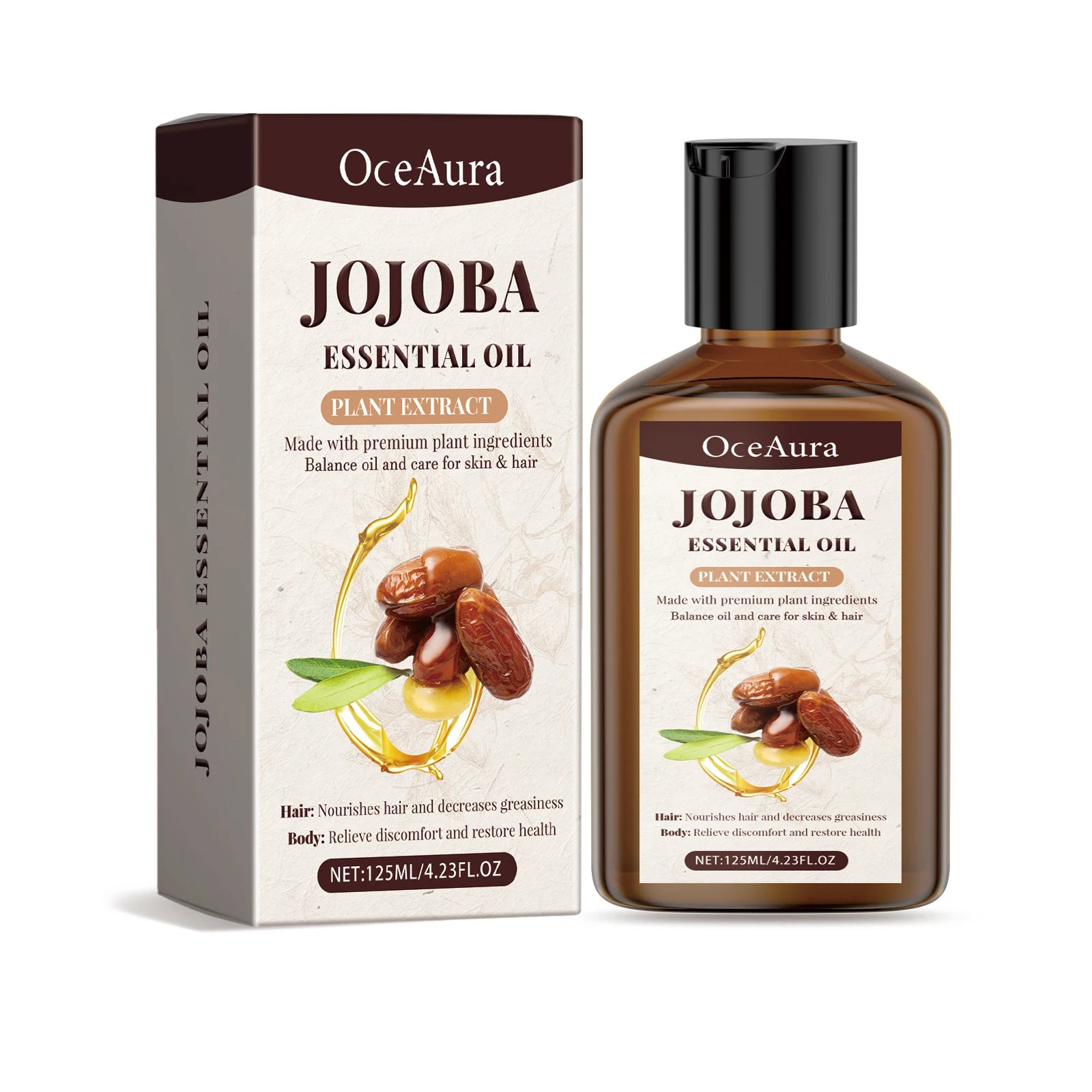 OceAura Jojoba Essential Oil for Hair & Body Deep Moisturizing Nourishing Soothing Redness Itching Relieving Hair Body Care Oil