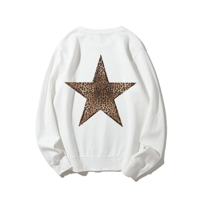 Leopard Star Graphic Sweatshirt Oversized Y2k Sweatshirt Cheetah Hoodie Streetwear Unisex Pullover Tops Autumn Female Clothing