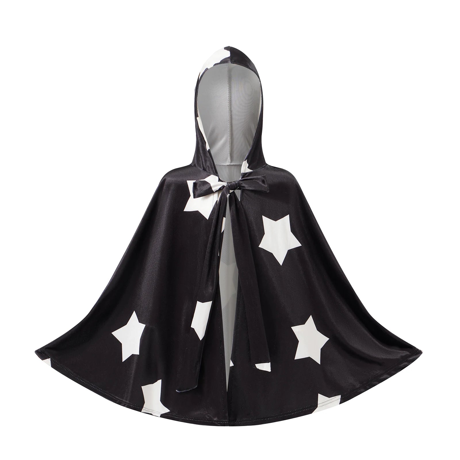 Kids Halloween Witch Cape Costume with Classic Star Pattern and Hooded Wizard Cape for Cosplay Outfit Fun and Magic Theme