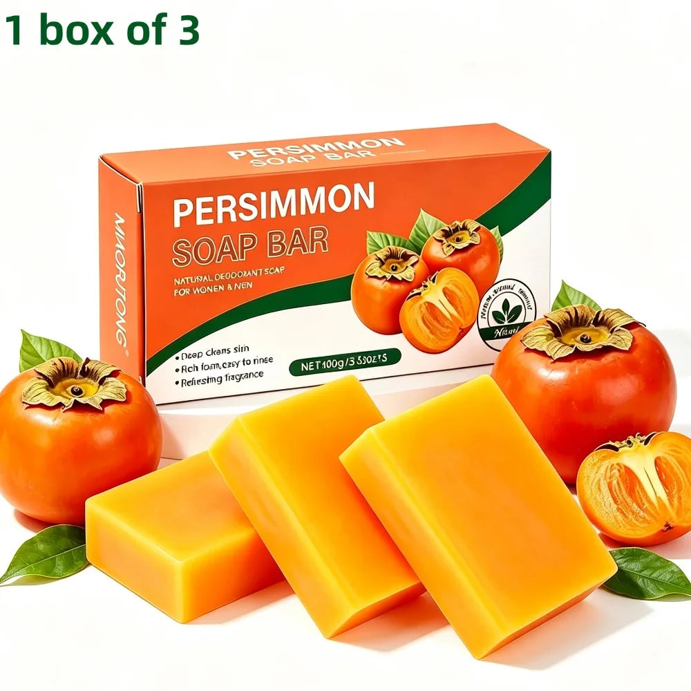 Persimmon Cleansing Soap Bar Exfoliating Brightening Deep Cleansing Deodorizing Soap Nourish Handmade Bath Soap For Skincare
