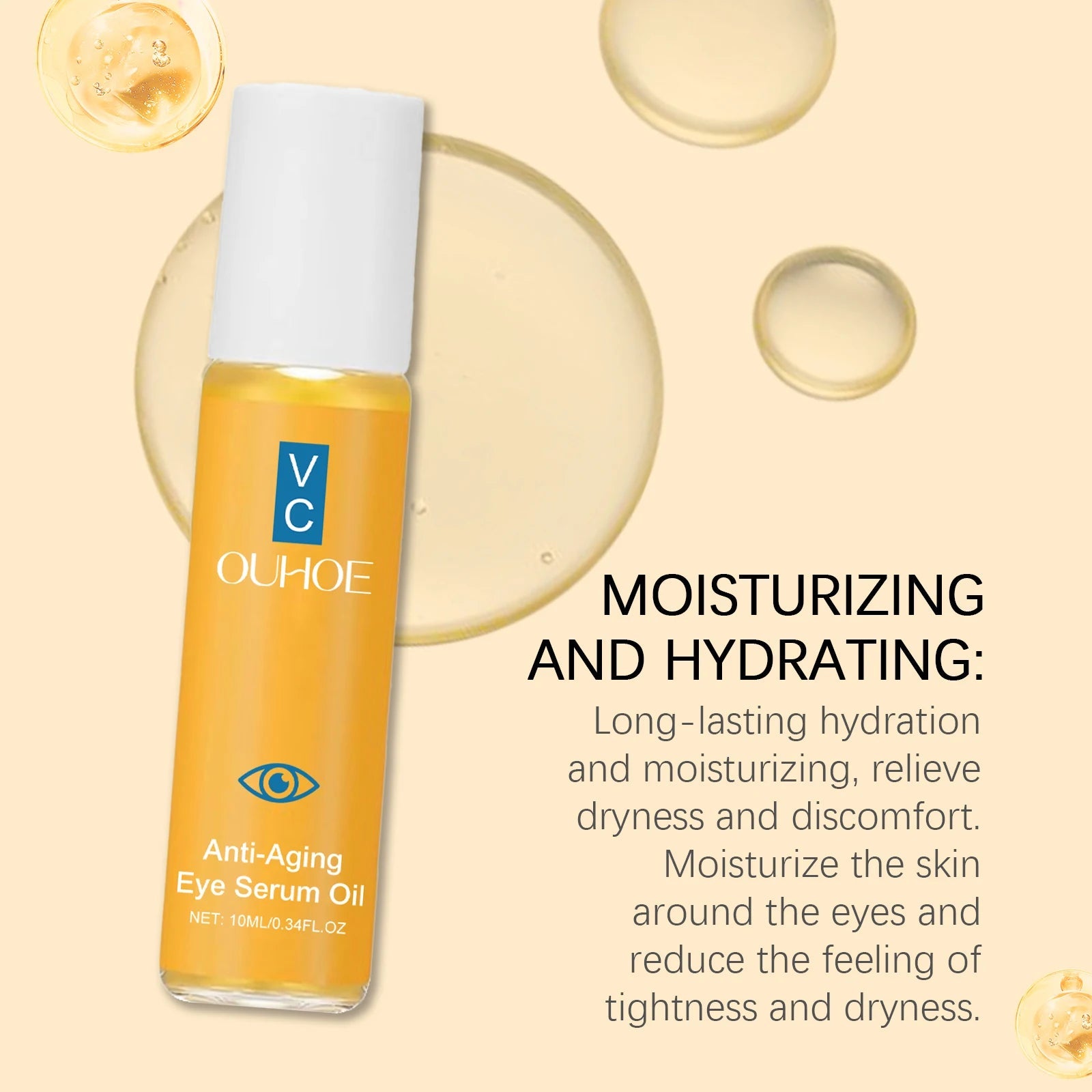 Anti Aging Eye Essence Oil Firming Brightening Reduce Wrinkle Fade Fine Lines Remove Puffiness Hydrating Smooth VC Eye Serum Oil Halalzen