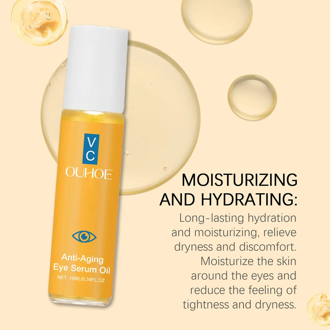 Anti Aging Eye Essence Oil Firming Brightening Reduce Wrinkle Fade Fine Lines Remove Puffiness Hydrating Smooth VC Eye Serum Oil Halalzen
