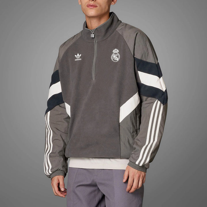 Sweat à capuche de football Adidas authentique à trois bandes pour homme, en polaire patchwork IM7464