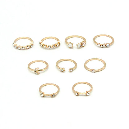 9Pcs/set Moon Star Rings for Women Girls Bohemian Jewellery set Gift Accessories