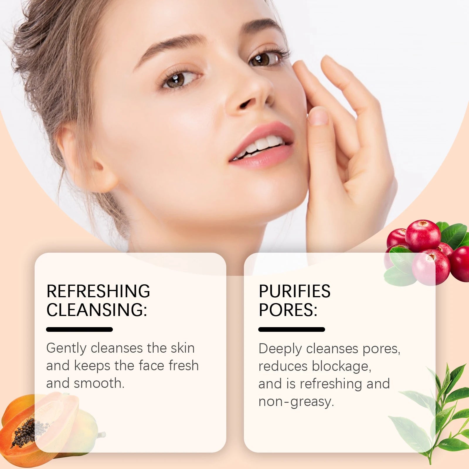 Papaya Face Wash Oil Control Gentle Cleanser Not Tight Moisturizing Hydrating Skin Rejuvenation Clean Pore Brightening Face Wash Halalzen