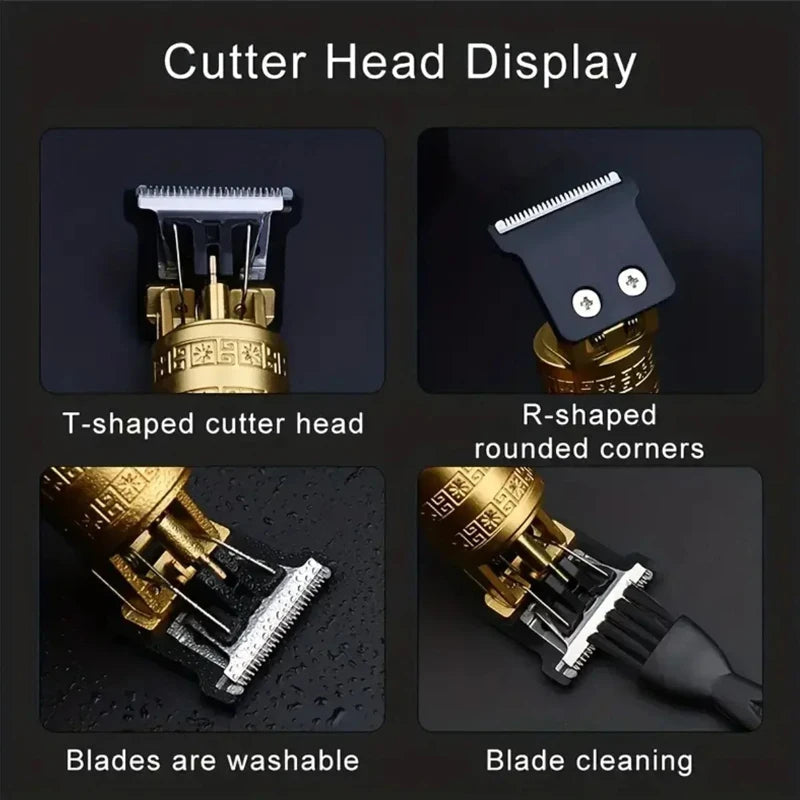 T9 Vintage Hair Trimmer USB Fast Charging Hair Cutting Machine Electric Hair Clipper Portable Shaver Barber Professional Barber Halalzen