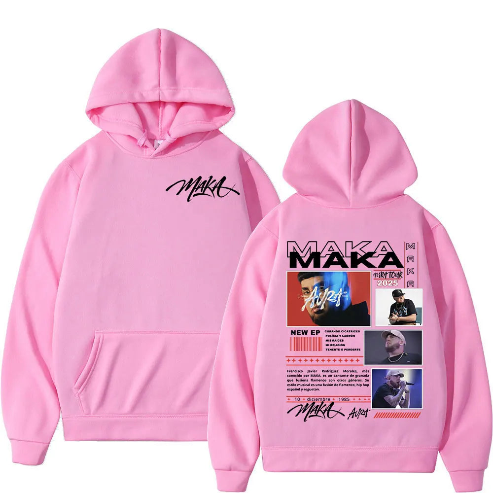 Rapper Maka Aura 2025 Tour Merch Hoodies Men's Women Fashion Hip Hop Hooded Sweatshirts Fans Gift Oversized Pullovers Streetwear