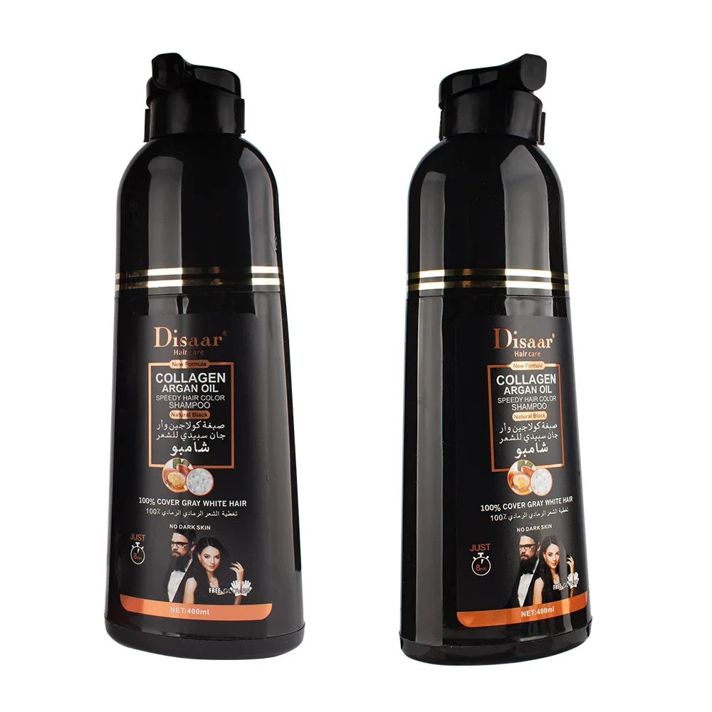 DISAAR 400ML Cover Grey Hair Morocco Argan Oil Care Fast Magic Black Hair Shampoo Dye Repair Damaged Improve Split Hair Rough