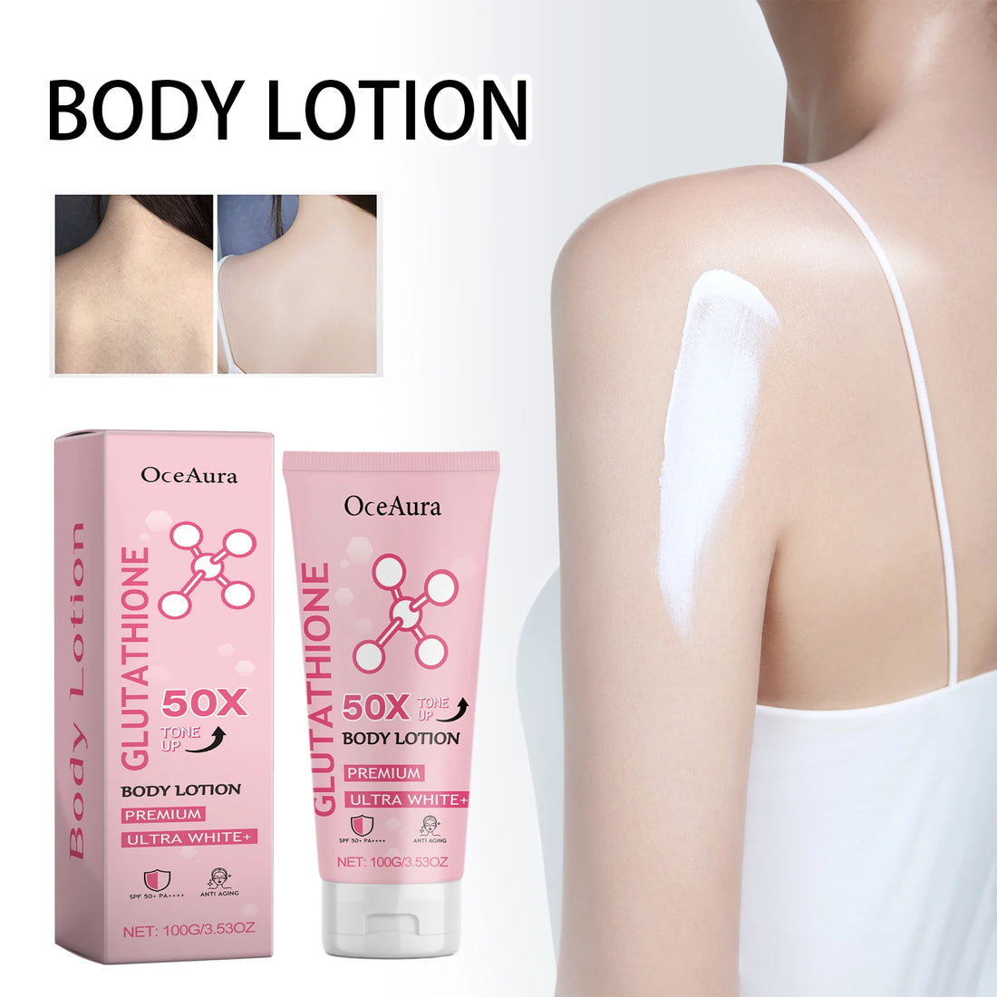 Glutathione Niacinamide Body Lotion Skin Brightening Hydrate Revitalize Even Skin Tone Whitening Face Bleaching Lightening Care