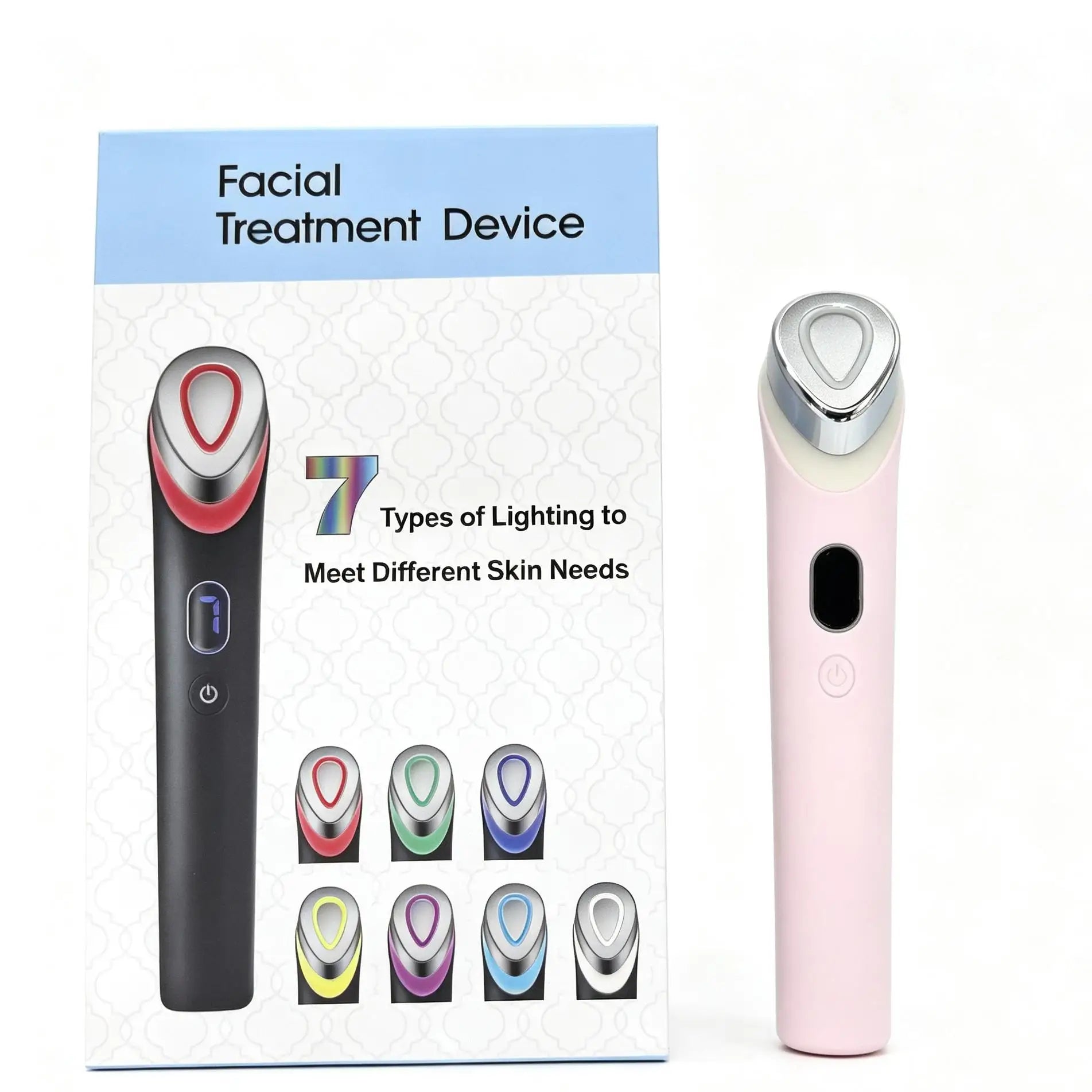 Portable Vibration Facial Massager with 7 Color LED Skin Care Tool USB Rechargeable Beauty Device