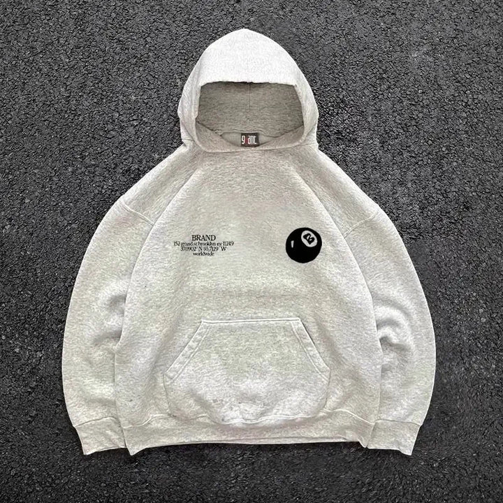 American Retro Long Sleeve Black Ball 8 Pattern Print Hoodies Men Harajuku Sweatshirt Women Autumn Winter Couple Clothes Y2k Top