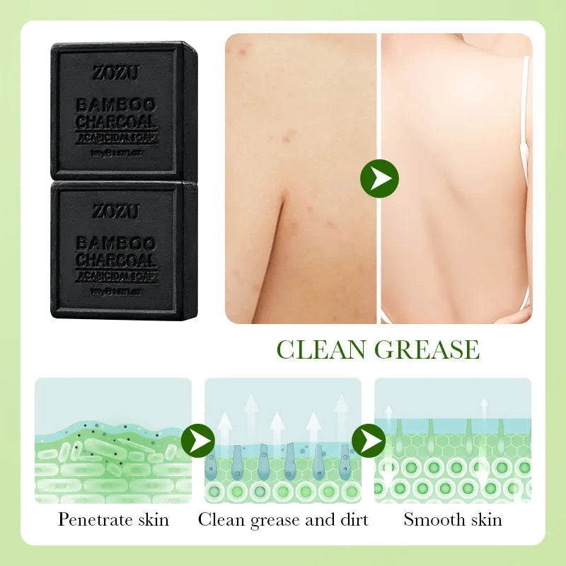 100g Bamboo Charcoal Soap, Cleansing, Bathing, Exfoliating, Gentle Cleansing, Oil-Controlling Essential Oil Soap Halalzen