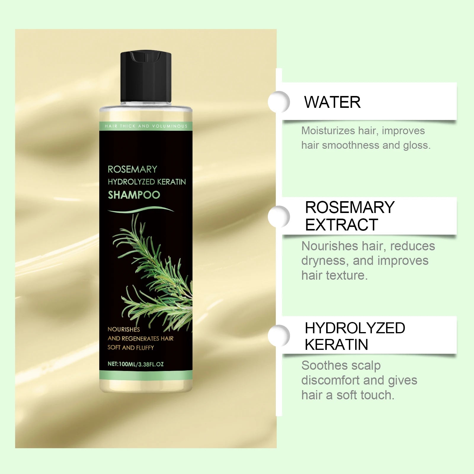 Rosemary Natural Shampoo Hair Thickness Loss Deep Nourishing Scalp Care Strengthen Repair Damaged Oil Control For Men Women Halalzen