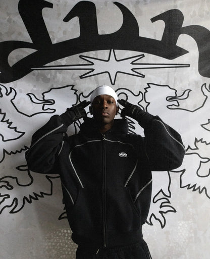 2000s zipper hoodie retro fashion print new Harajuku hip-hop jacket loose hooded sweatshirt street clothing for men and women